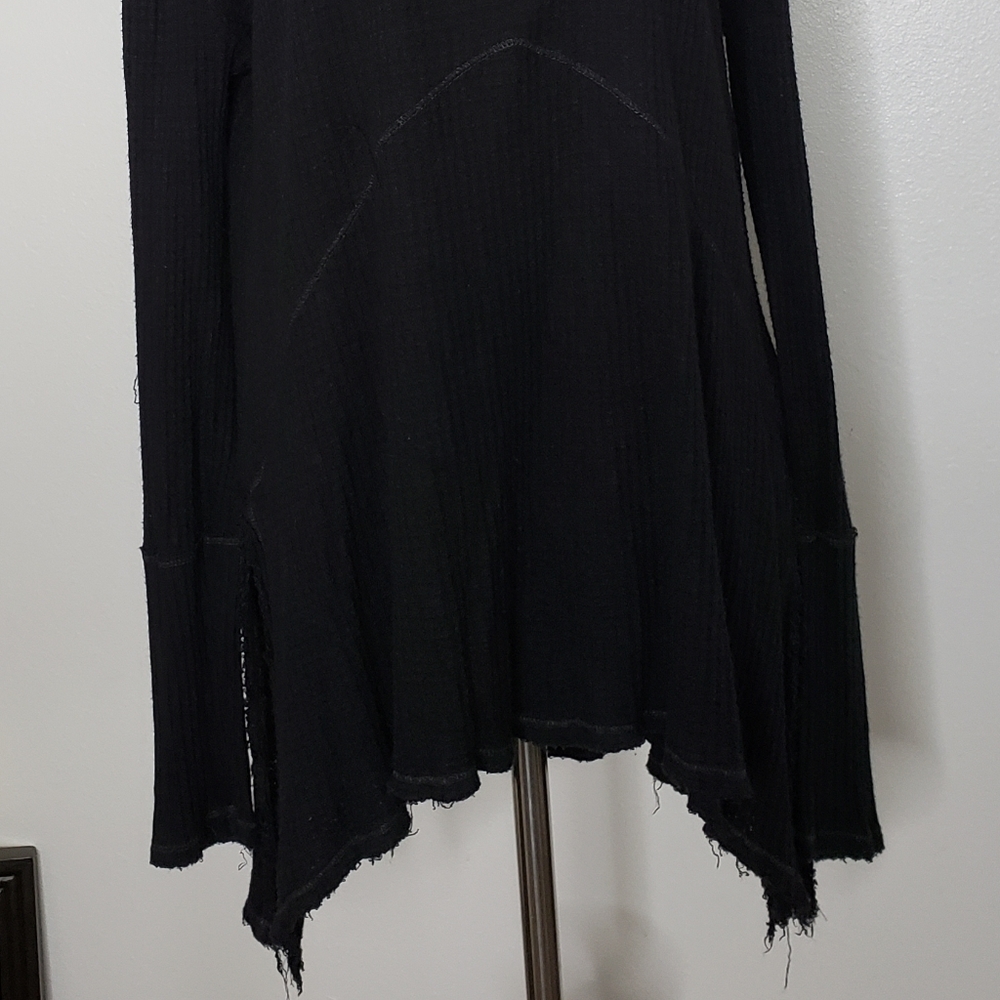 Free People Sunset Park Thermal Top Tunic Over Sized Black Bohemian Fall Winter - Picture 9 of 10